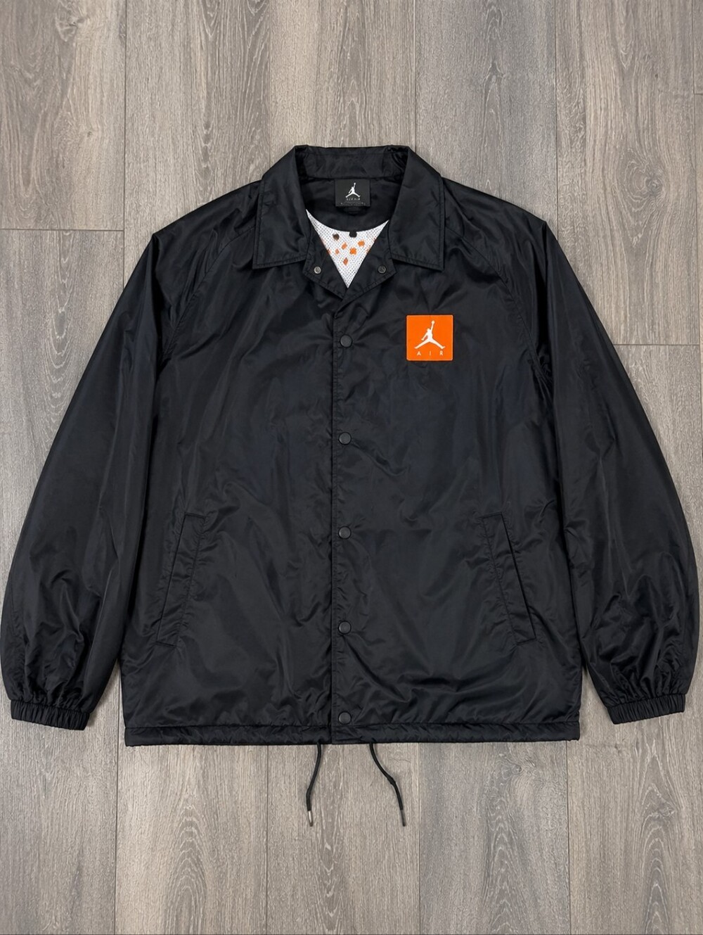 Jordan Black Coach Jacket Men's Large Snap Front Windbreaker Streetwear - Picture 3 of 5